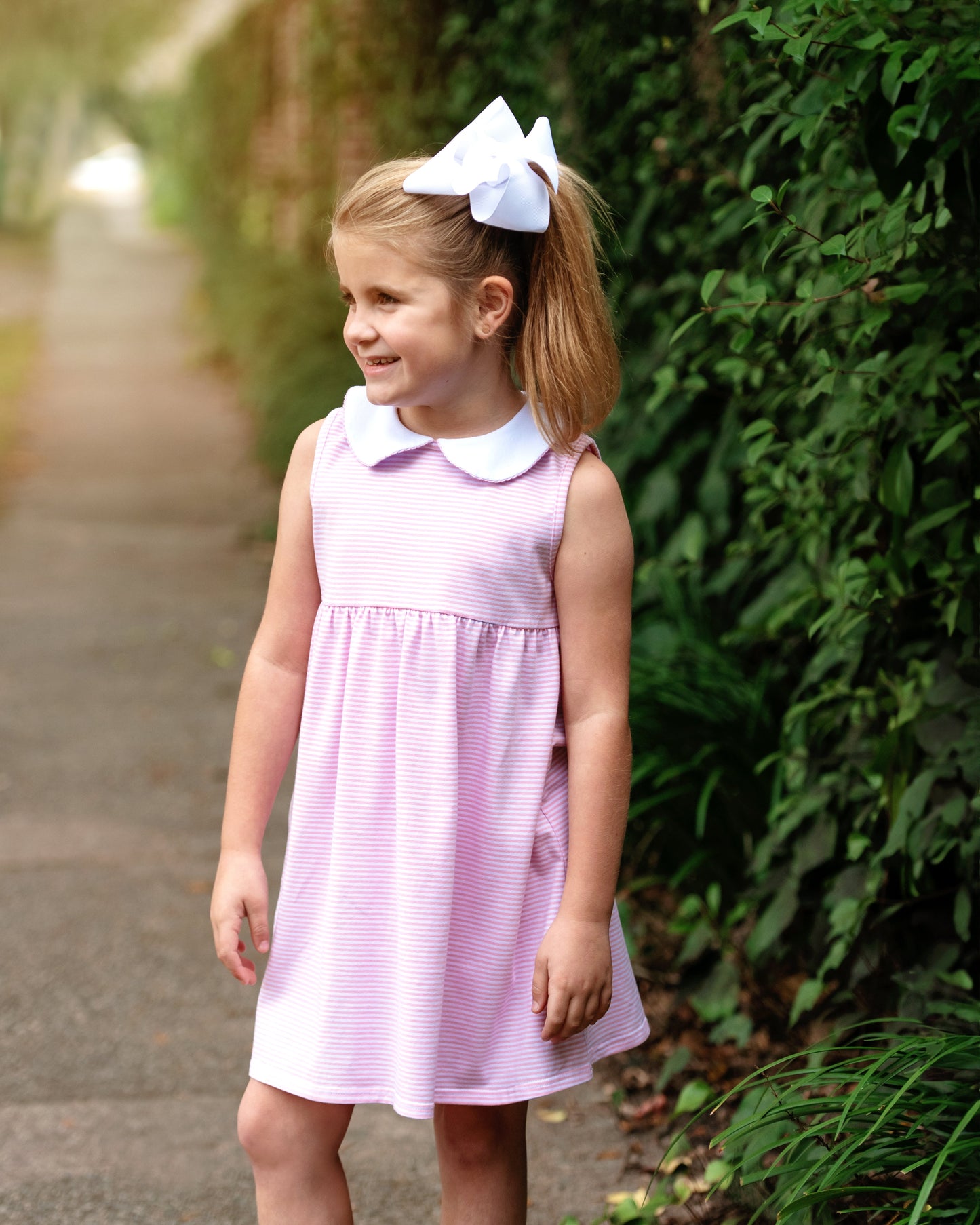 Charlotte Sleeveless Dress - Light Pink Stripe