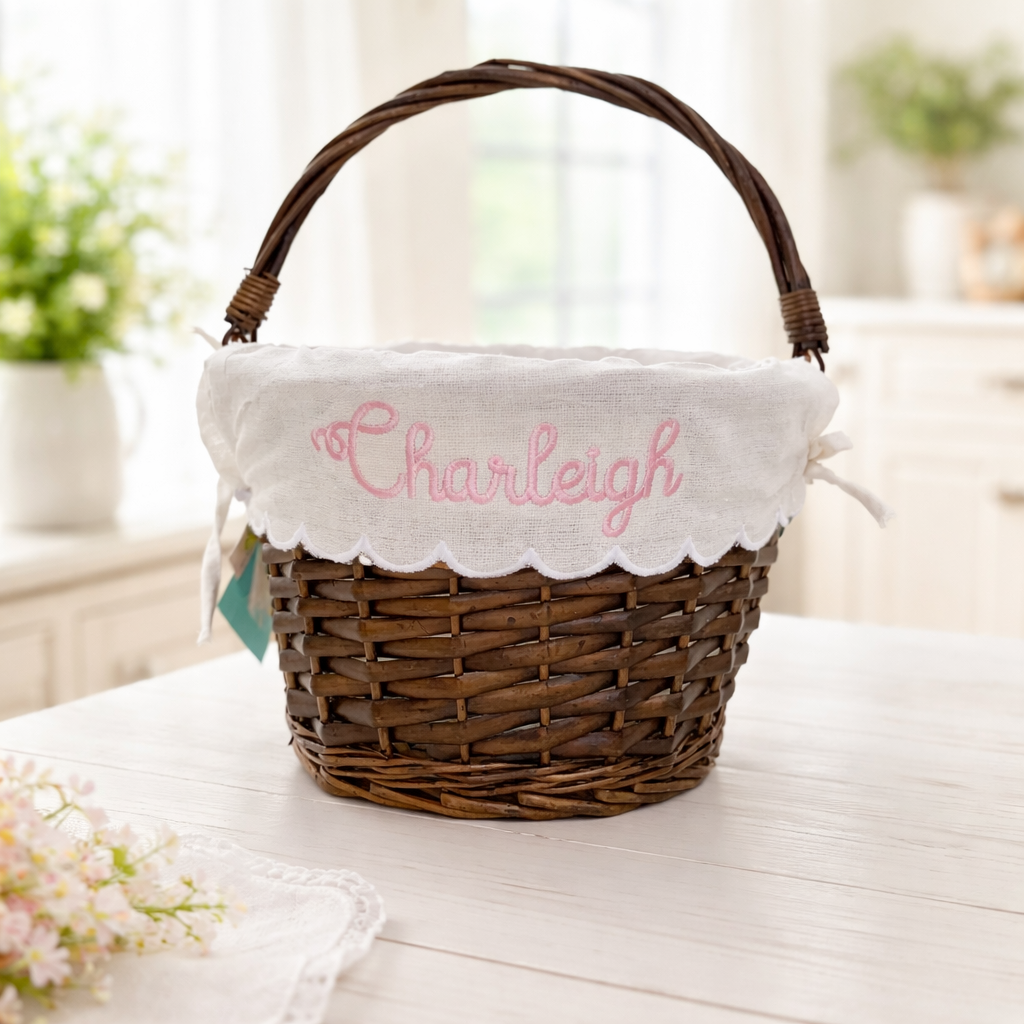 Easter Basket with Scallop Linen Liner