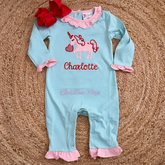 Unicorn Heart Appliqué Romper