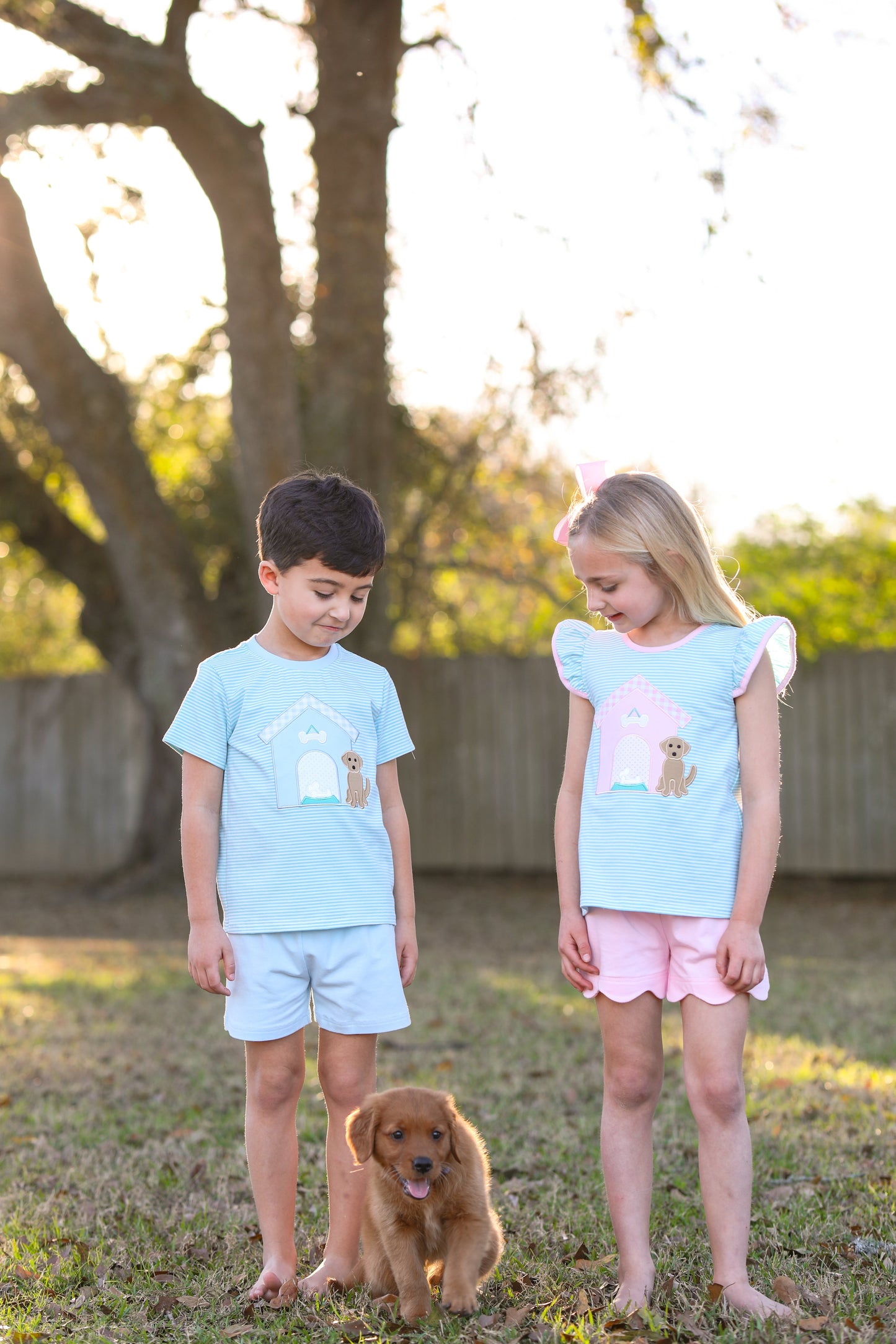 Dog House Flutter Applique Shorts Set