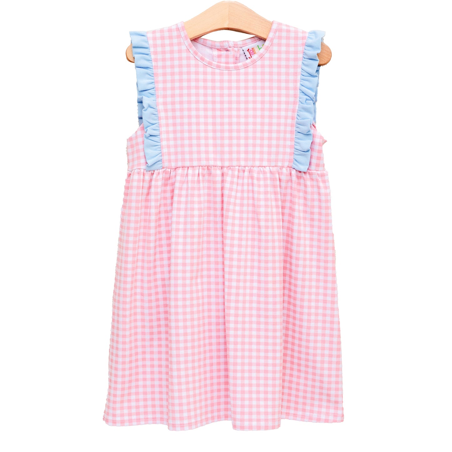 Evie Dress - Light Blue and Pink Gingham