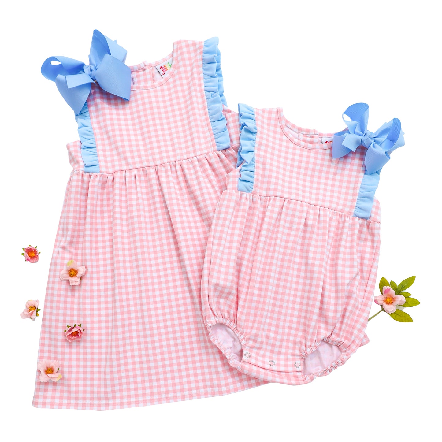 Evie Dress - Light Blue and Pink Gingham