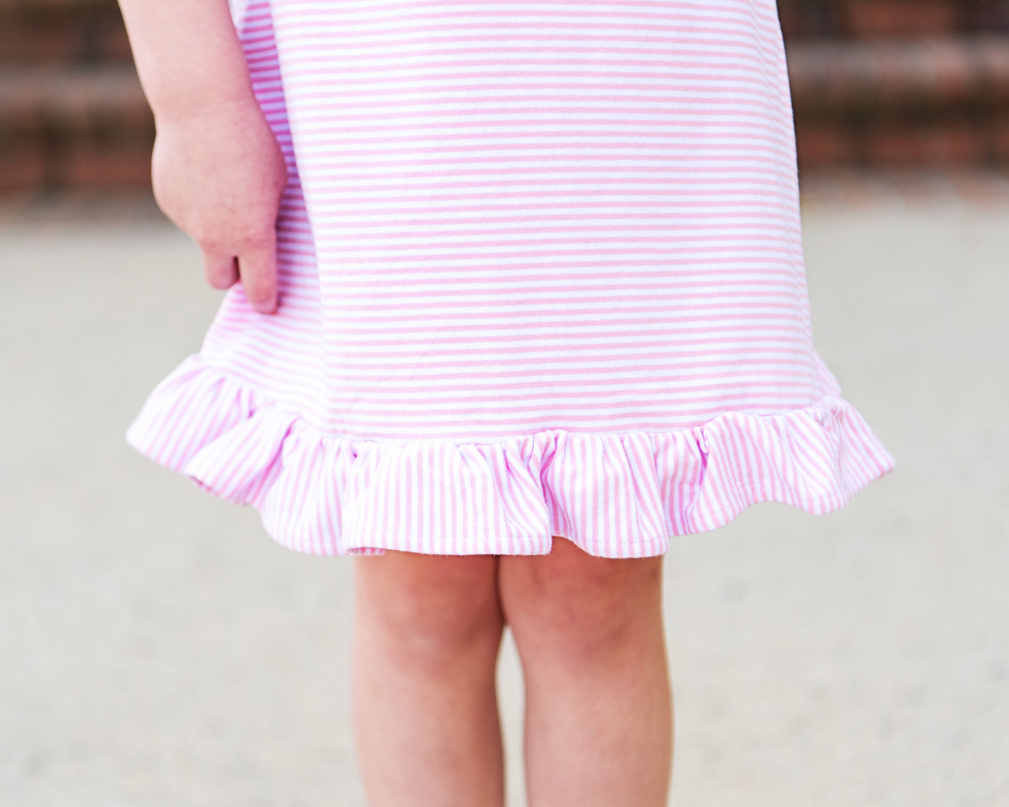 Flutter Sleeve Dress - Light Pink Stripe