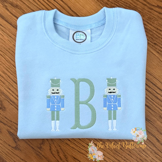 Nutcracker Embroidered Christmas Monogram Sweatshirt or Tee