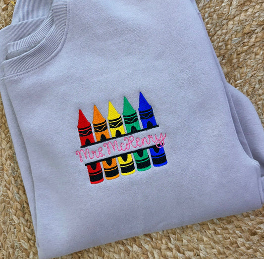 Crayons Teacher Sweatshirt