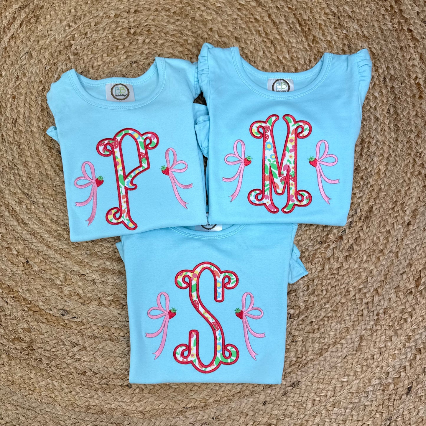 Applique Monogram Made to Match Strawberry Leggings