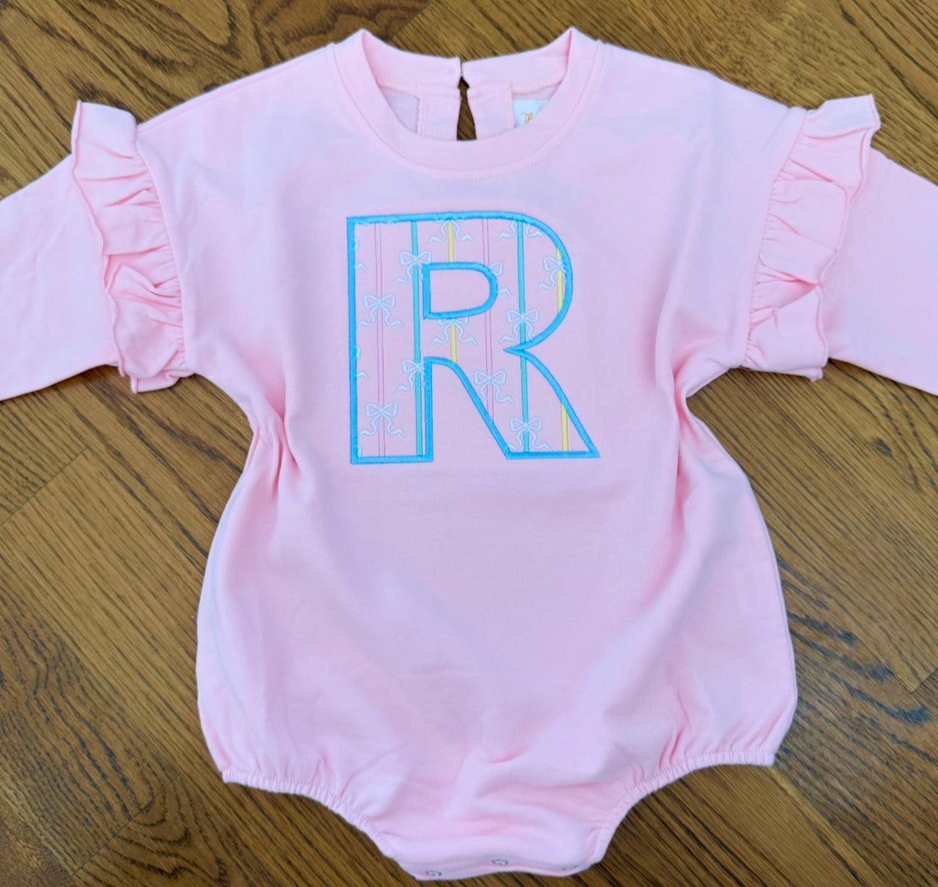 Ruffle Bubble Sweatshirt - Bows Monogrammed Letter