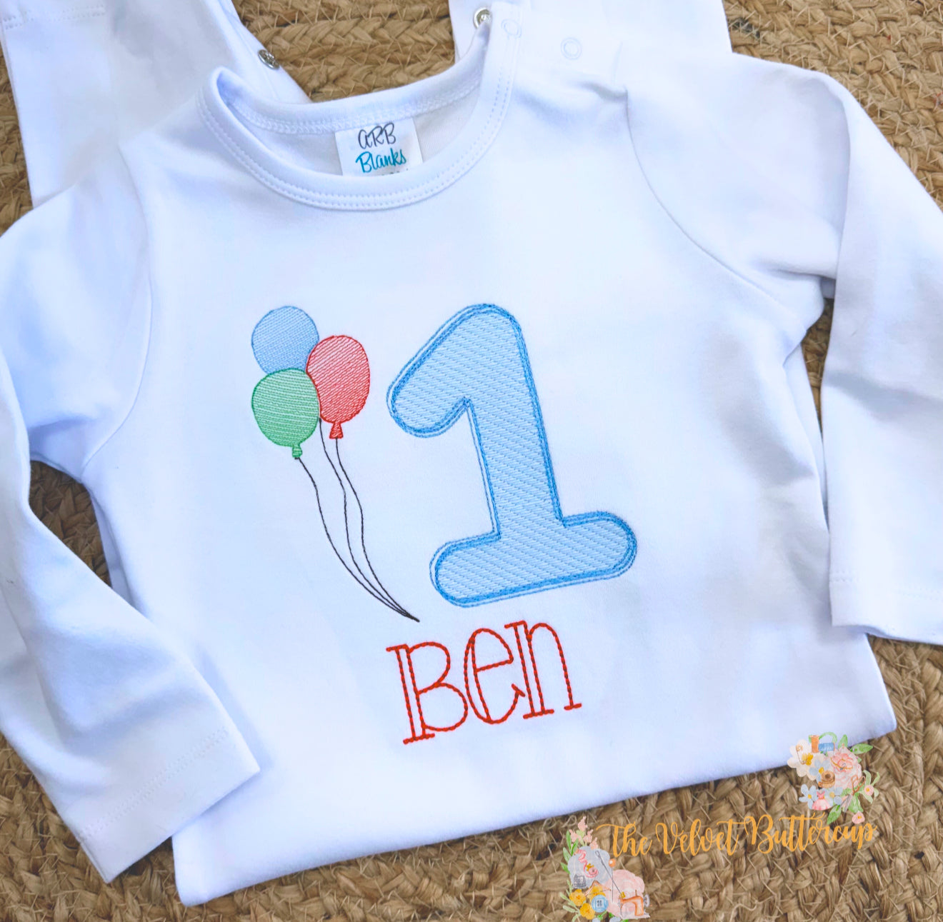 Birthday Balloons with Name Embroidered Shirt