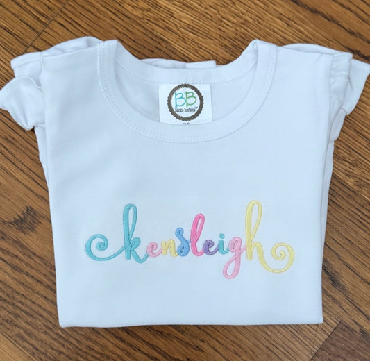 Rainbow Embroidered Name Tee