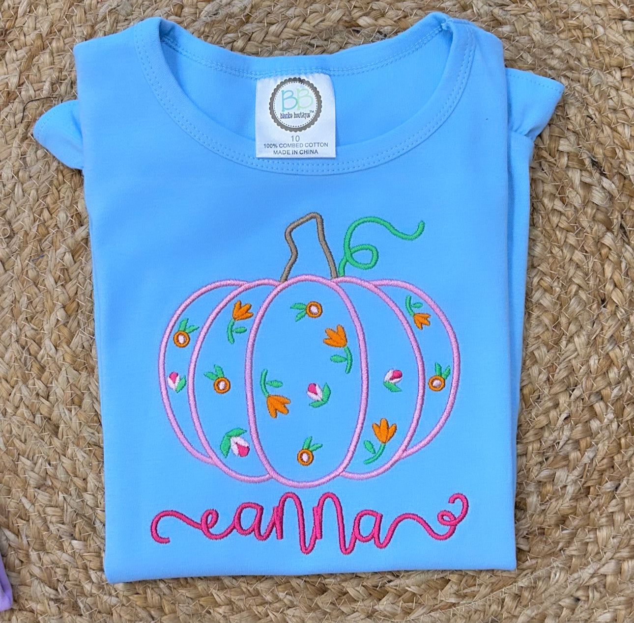 Floral Pumpkin Tee with Name