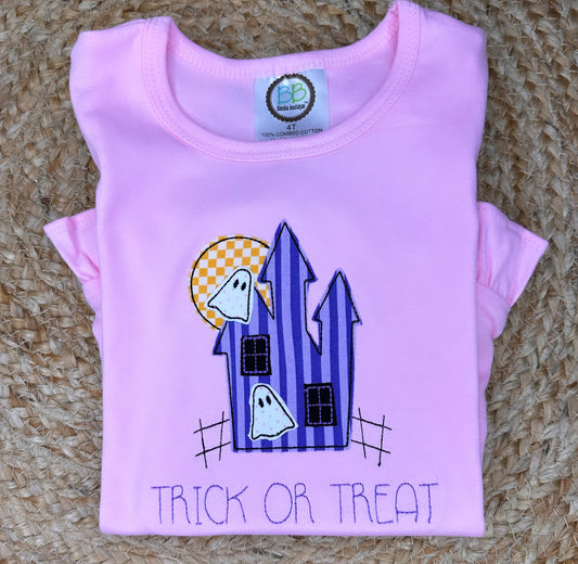 Haunted House with Embroidered Trick or Treat or Name