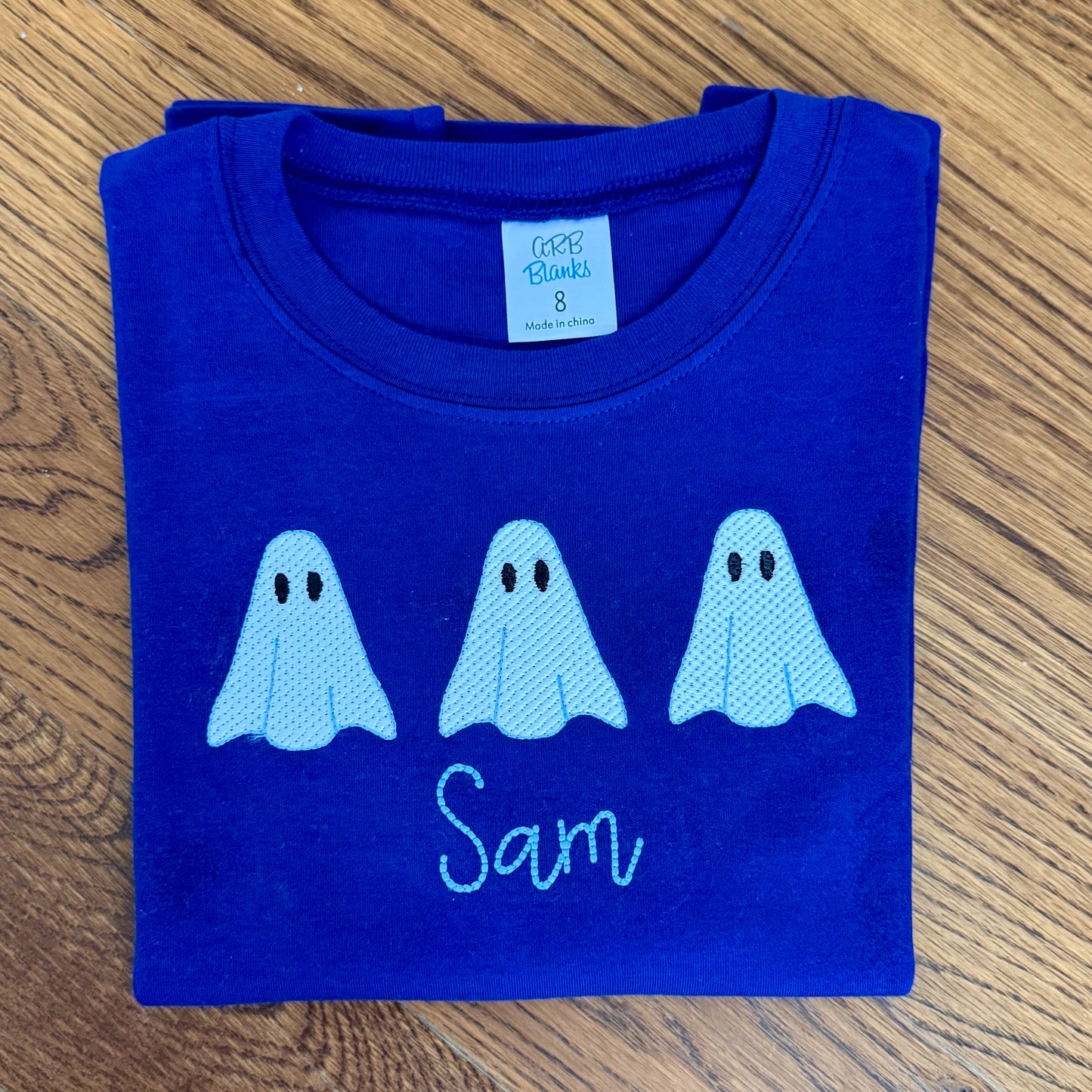 Boys Ghost Embroidered Tee - GLOW IN THE DARK