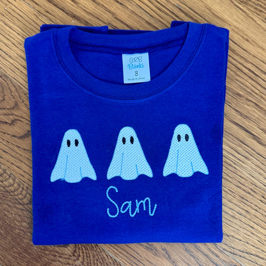 Boys Ghost Embroidered Tee - GLOW IN THE DARK