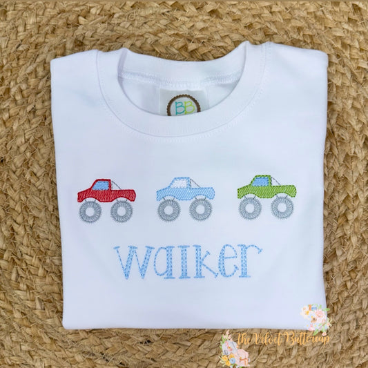 Monster Truck with Name Embroidered Shirt