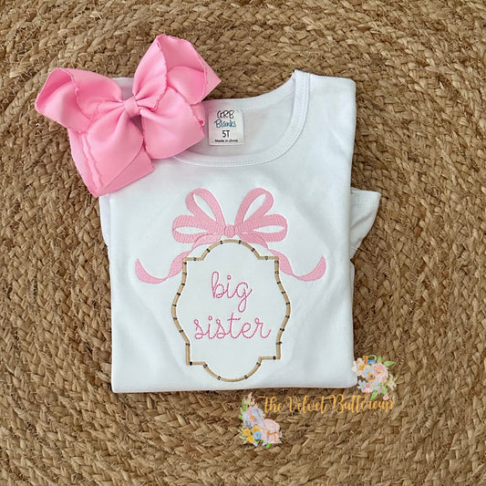 Big Sister Embroidered Shirt with Bow