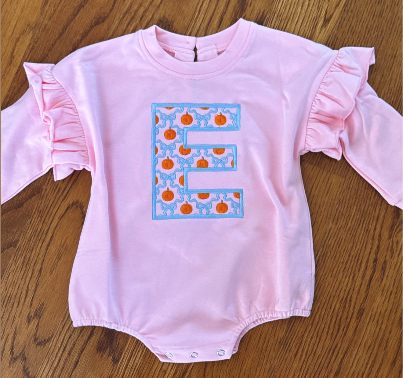 Ruffle Bubble Sweatshirt - Pumpkin Letter with Bows