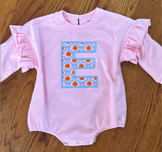 Ruffle Bubble Sweatshirt - Pumpkin Letter with Bows