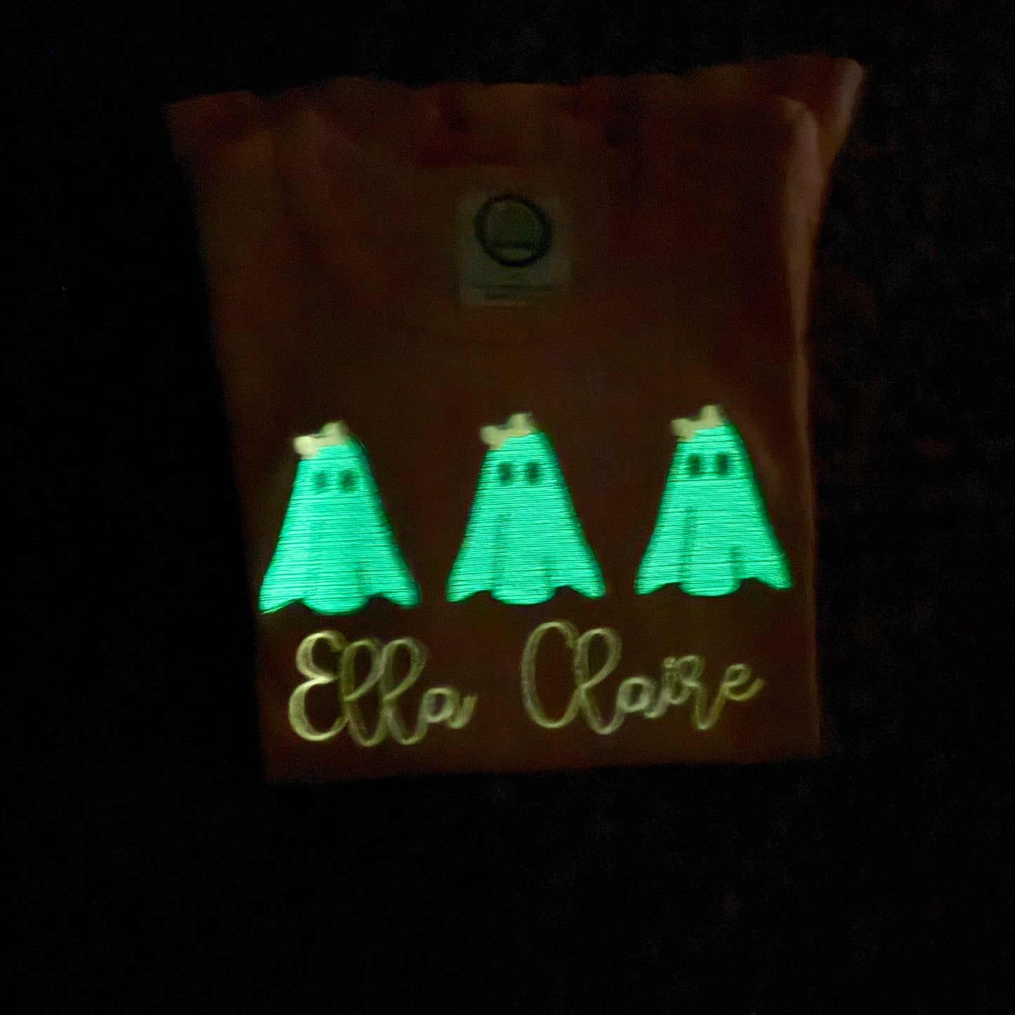 Girls Ghost Embroidered Tee - GLOW IN THE DARK
