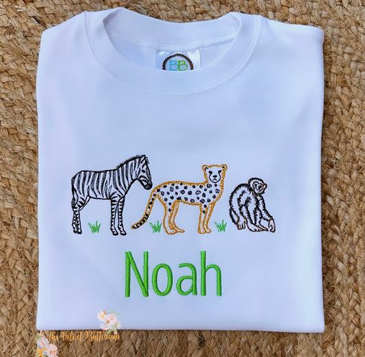 Zoo Shirt - Boys Zoo Embroidered Shirt with Name