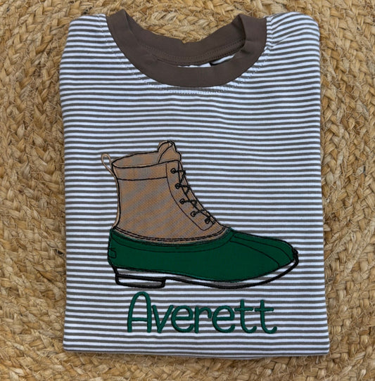 Rain Boot Applique with Name - Duck Boot