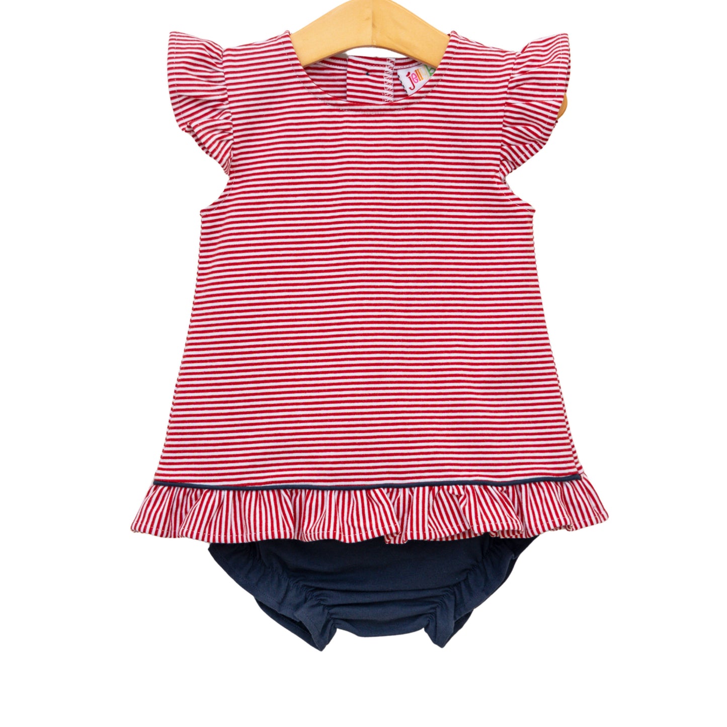 Gracie Diaper Set - Red Stripe and Navy