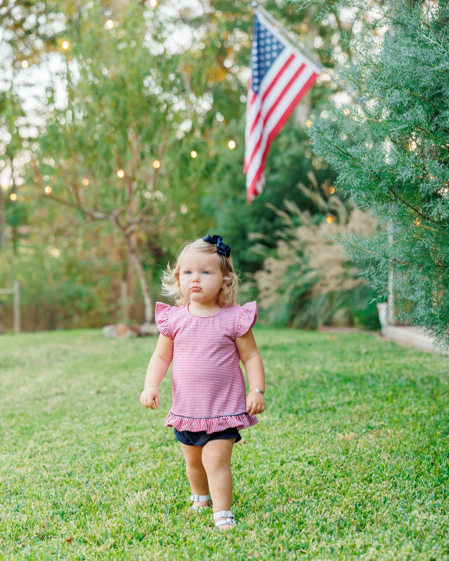 Gracie Diaper Set - Red Stripe and Navy