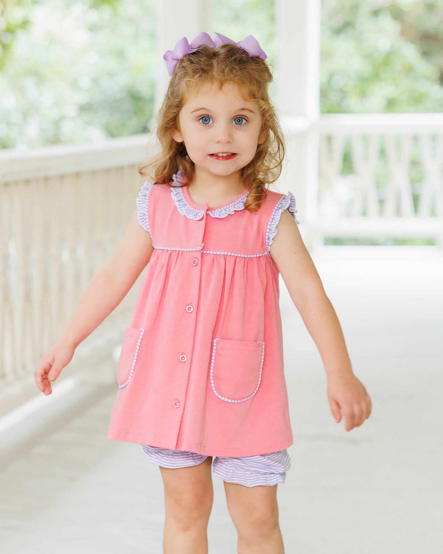 Harper Bloomer Set - Pink and Purple Stripe