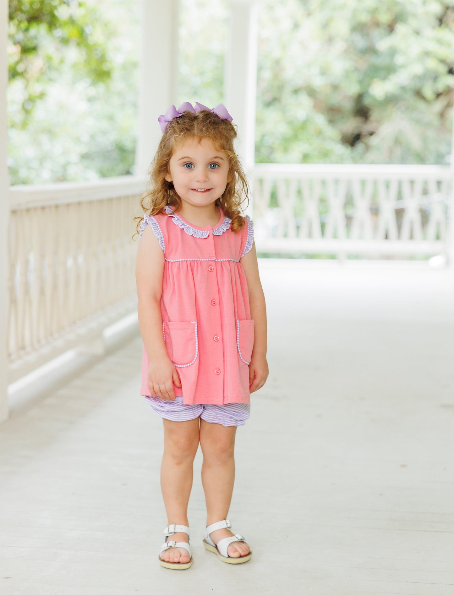 Harper Bloomer Set - Pink and Purple Stripe