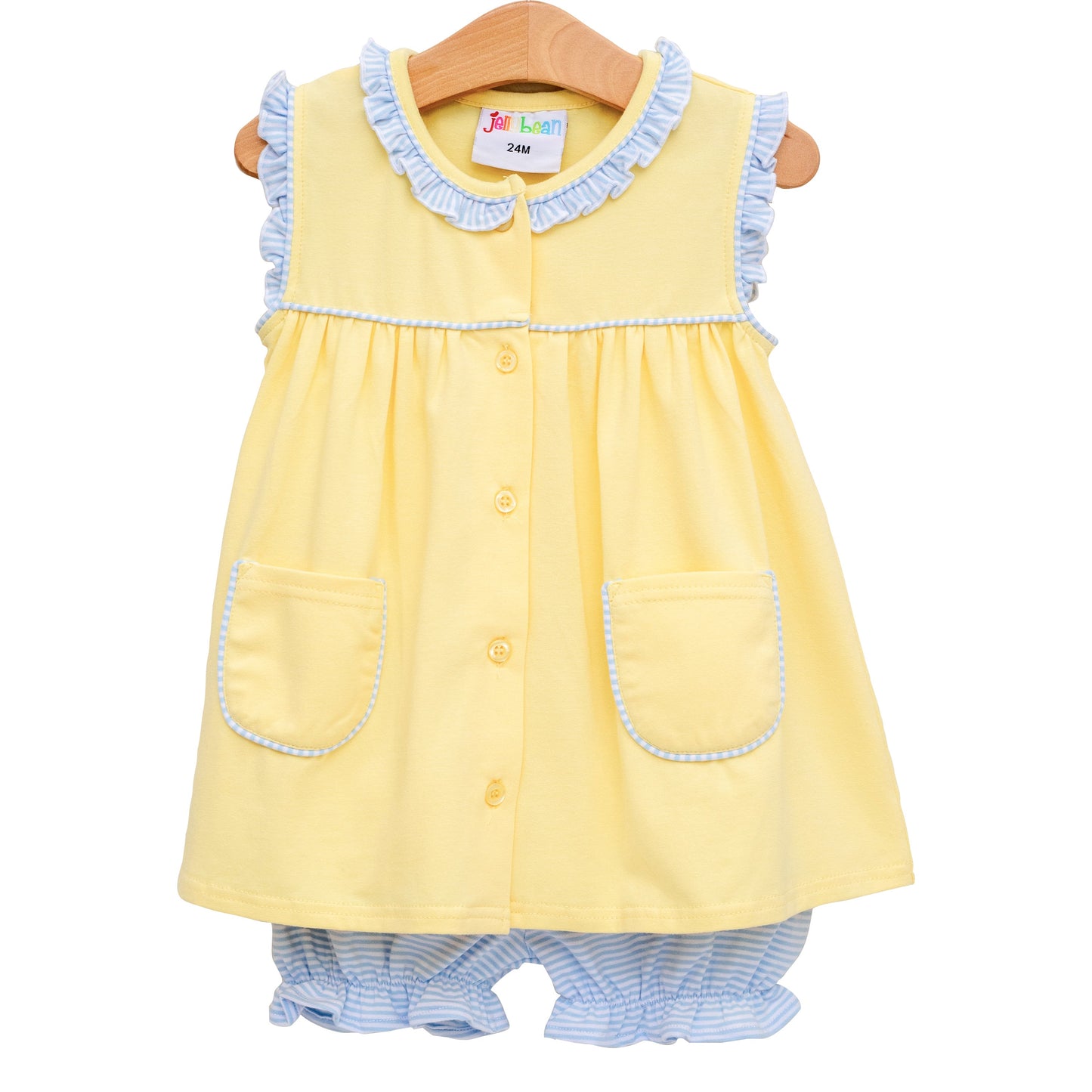 Harper Bloomer Set - Yellow with Blue Stripe