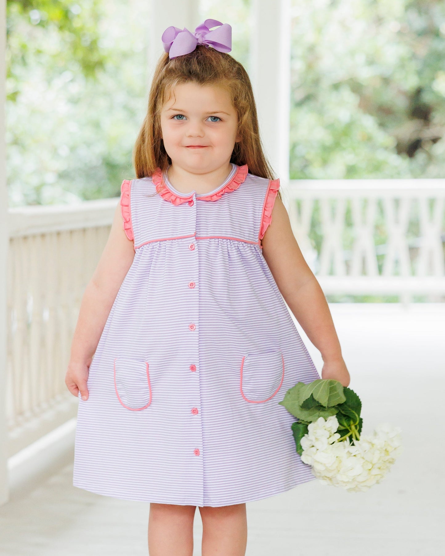 Harper Dress - Purple Stripe & Pink