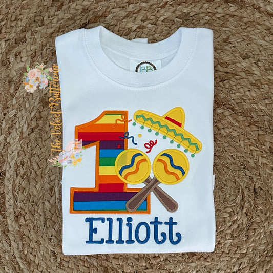 Firsta Boys Birthday Shirt with Sombrero and Maracas