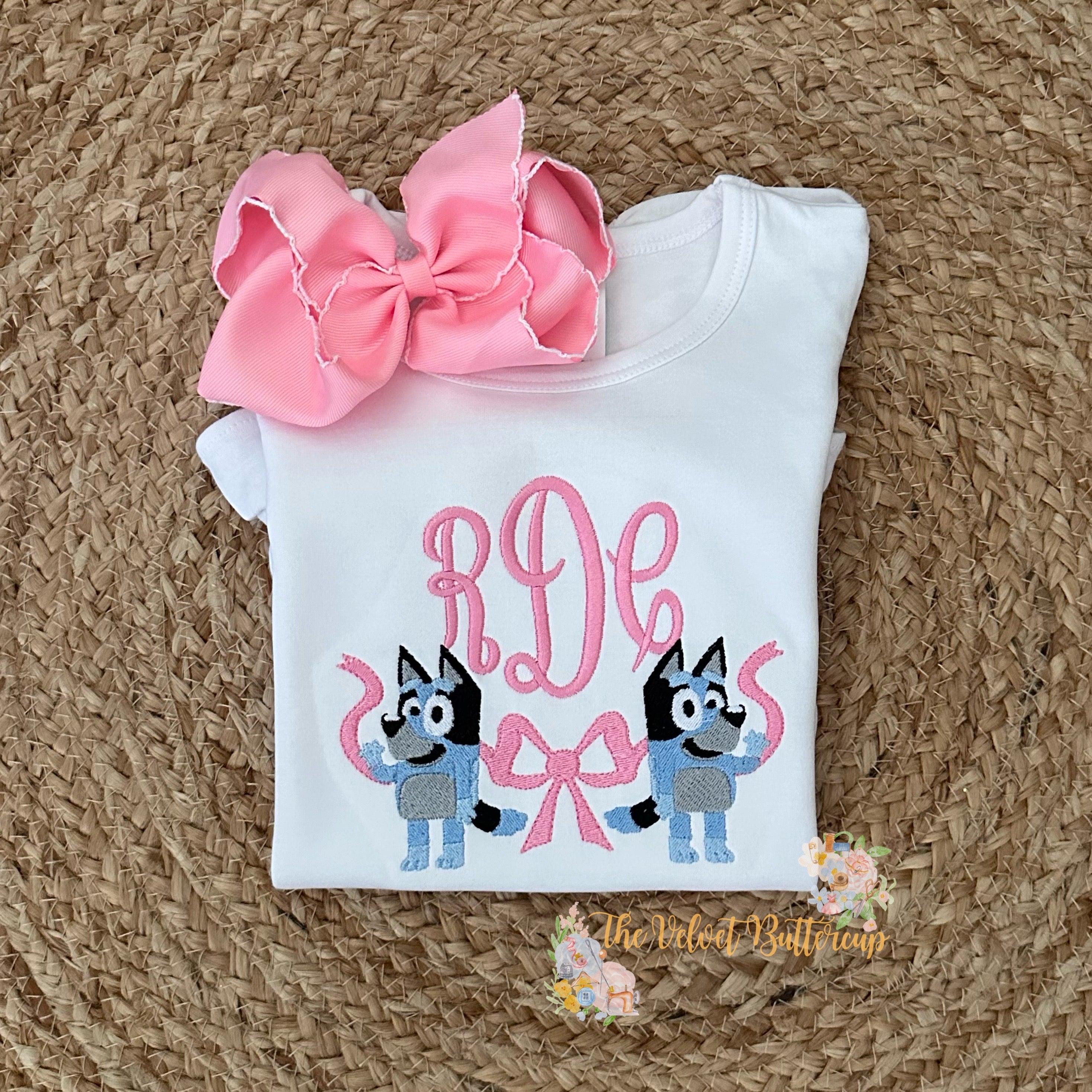 Bluey Monogram Frame with Bow – The Velvet Buttercup
