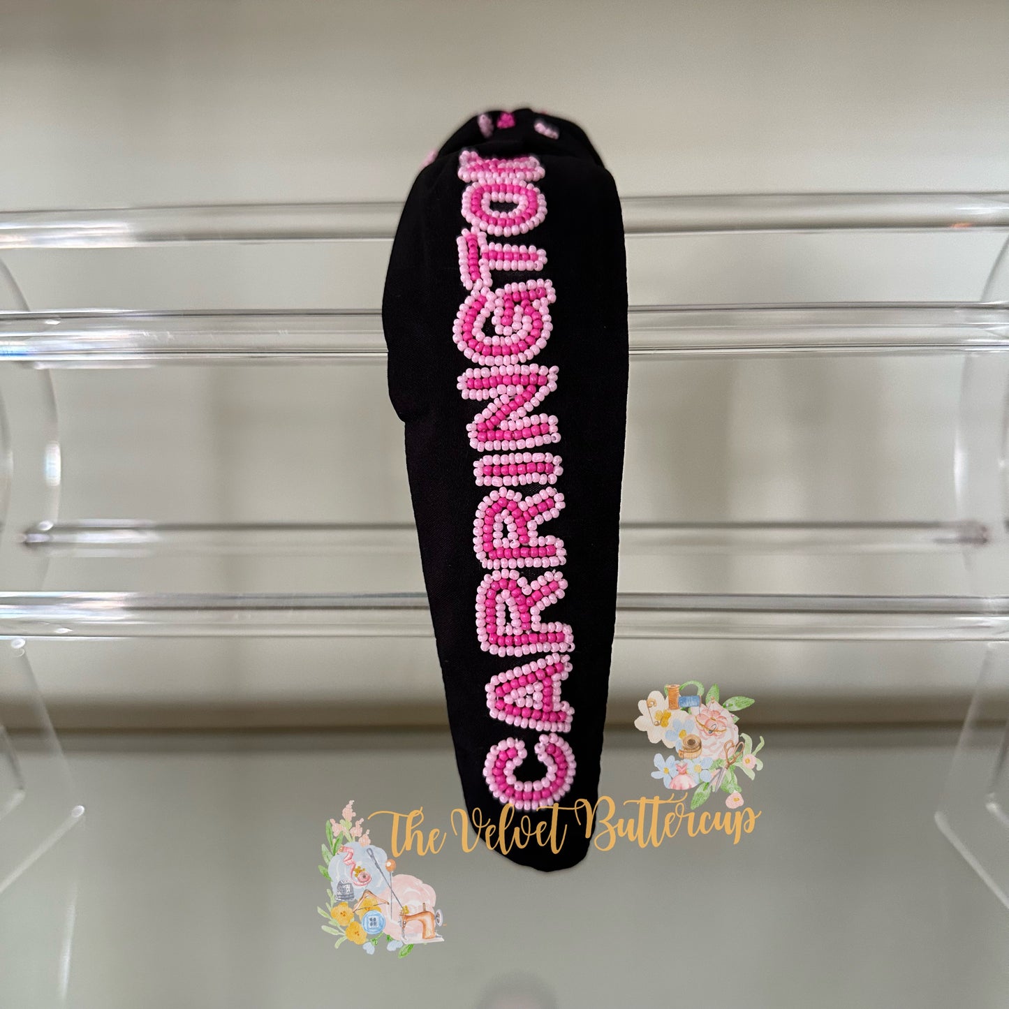 Custom Name Headband - Pink & Black