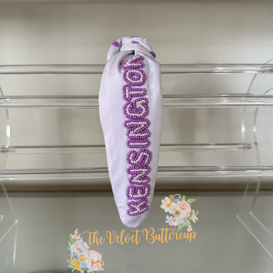 Custom Name Headband - Purple Beads