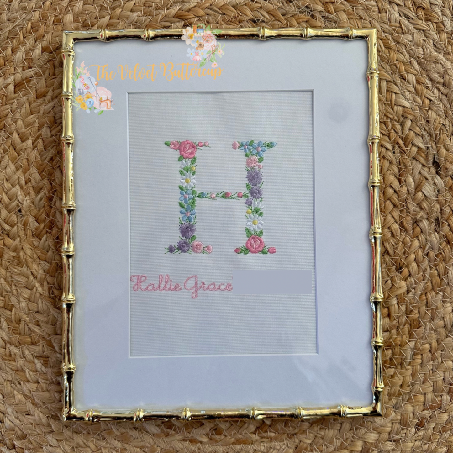 Floral Letter Birth Announcement or Nursery Decor