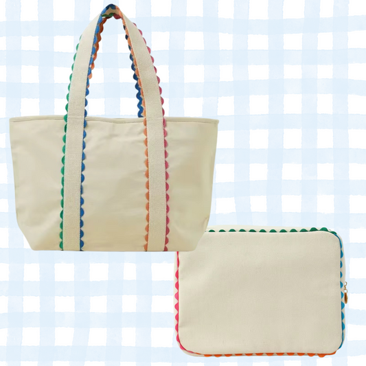 Ric Rac Canvas Tote and Matching Cosmetic Bag