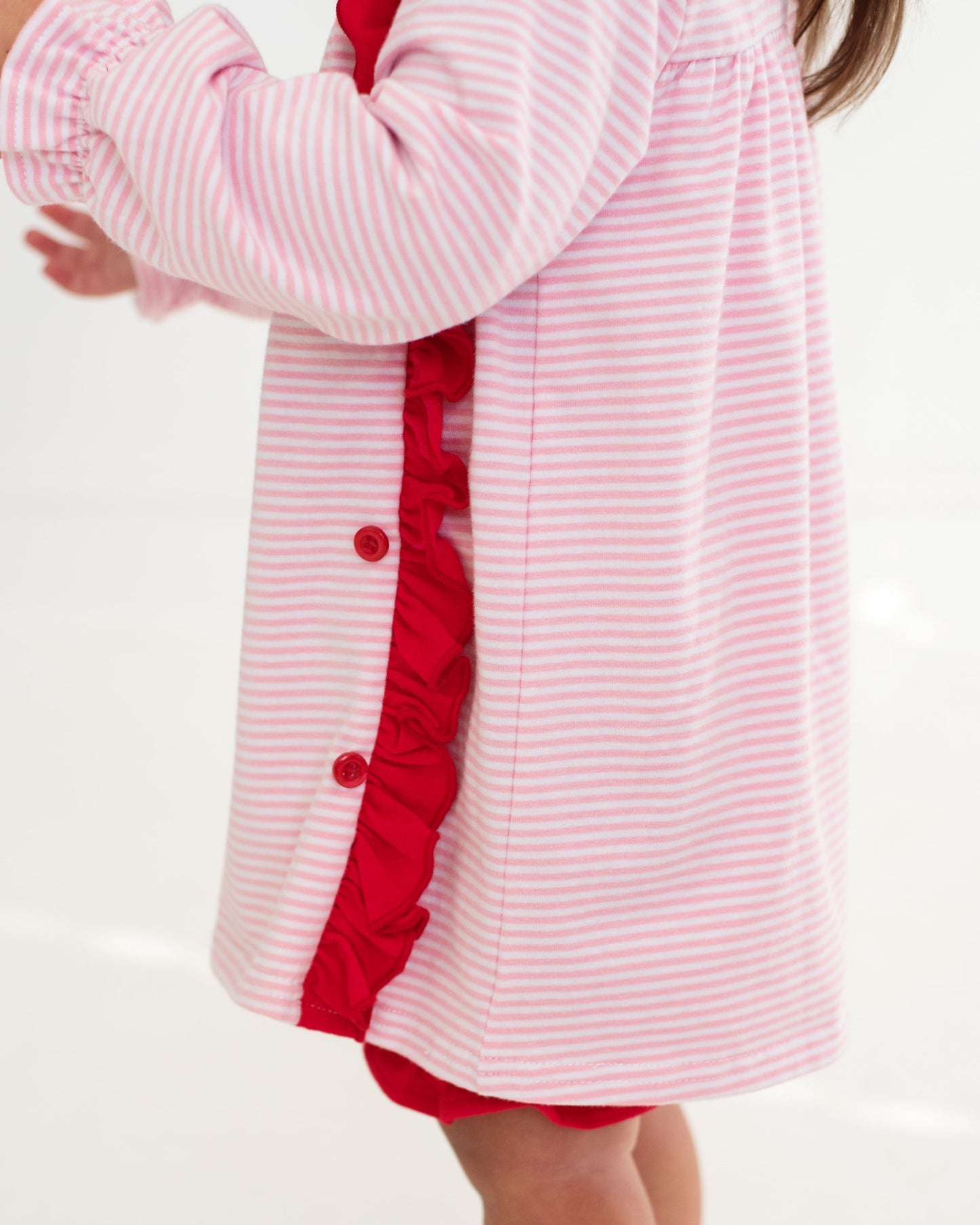 Pink Stripe and Red Clara Bloomer Set