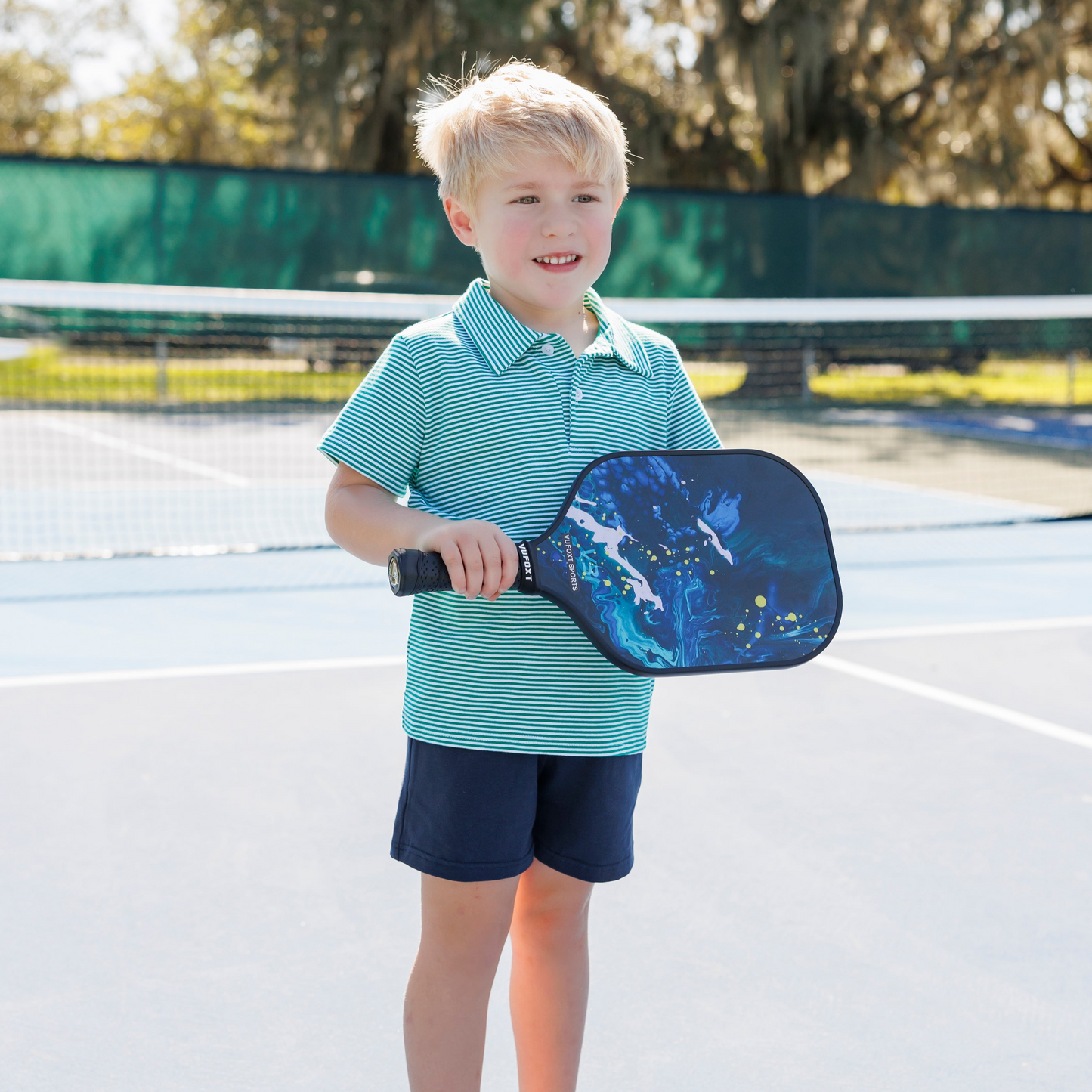 Michael Polo with Green Stripe and Navy Short Set