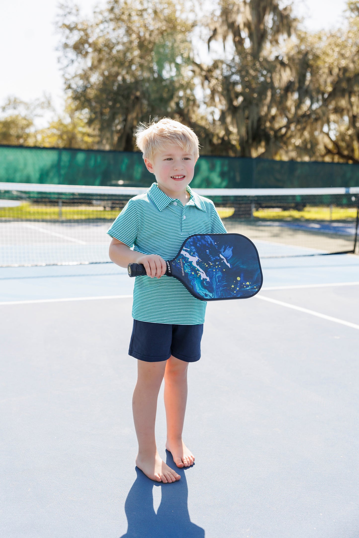 Michael Polo with Green Stripe and Navy Short Set