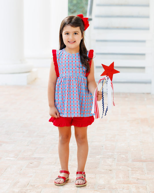 Patriotic Plaid Evie Short Set