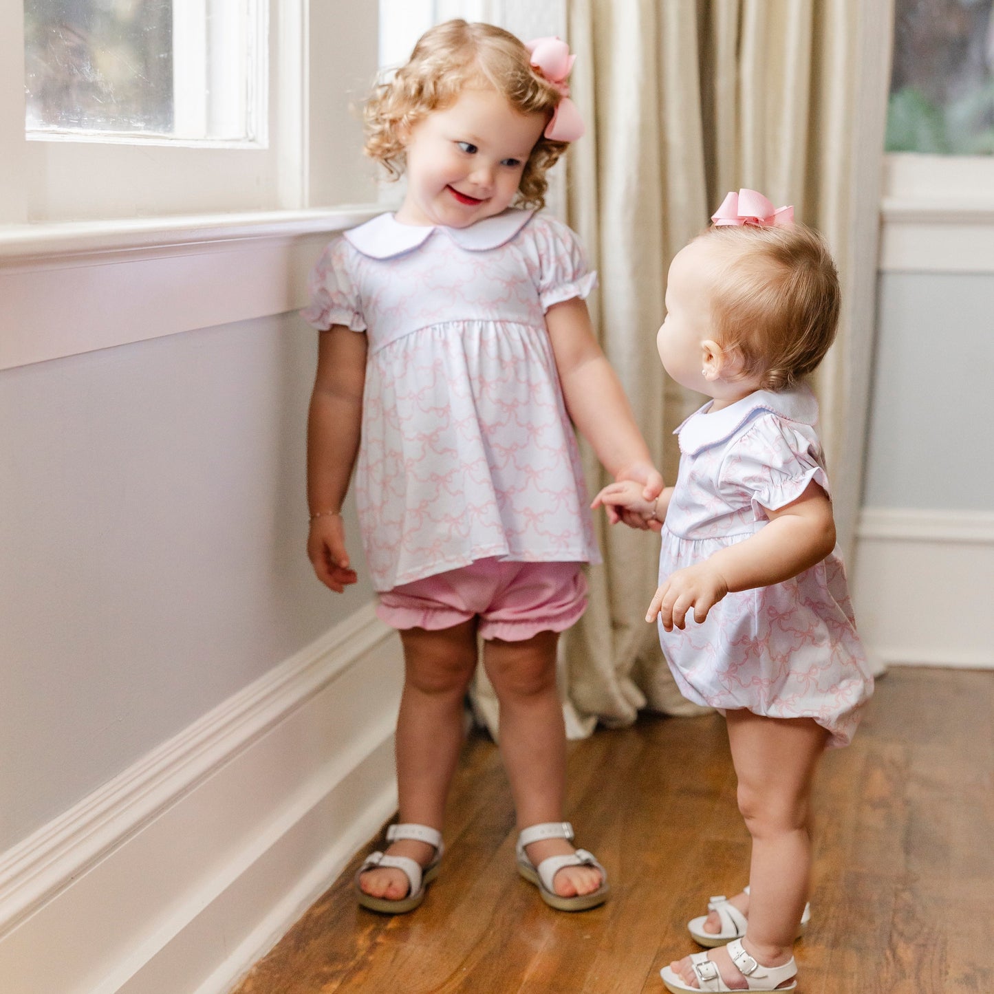 Pink Trellis Bow Charlotte Bloomer Set