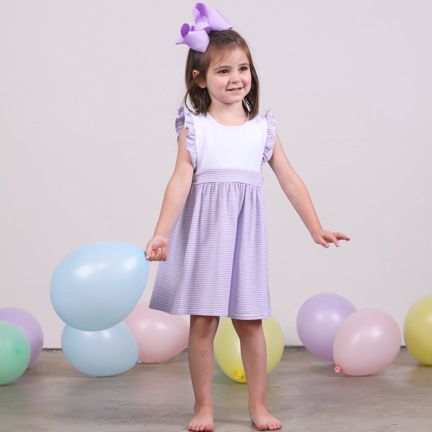 Sophia Dress - Lavender Stripe