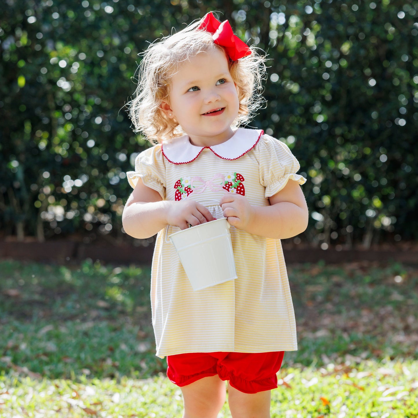 Strawberry and Bow Charlotte Bloomer Set