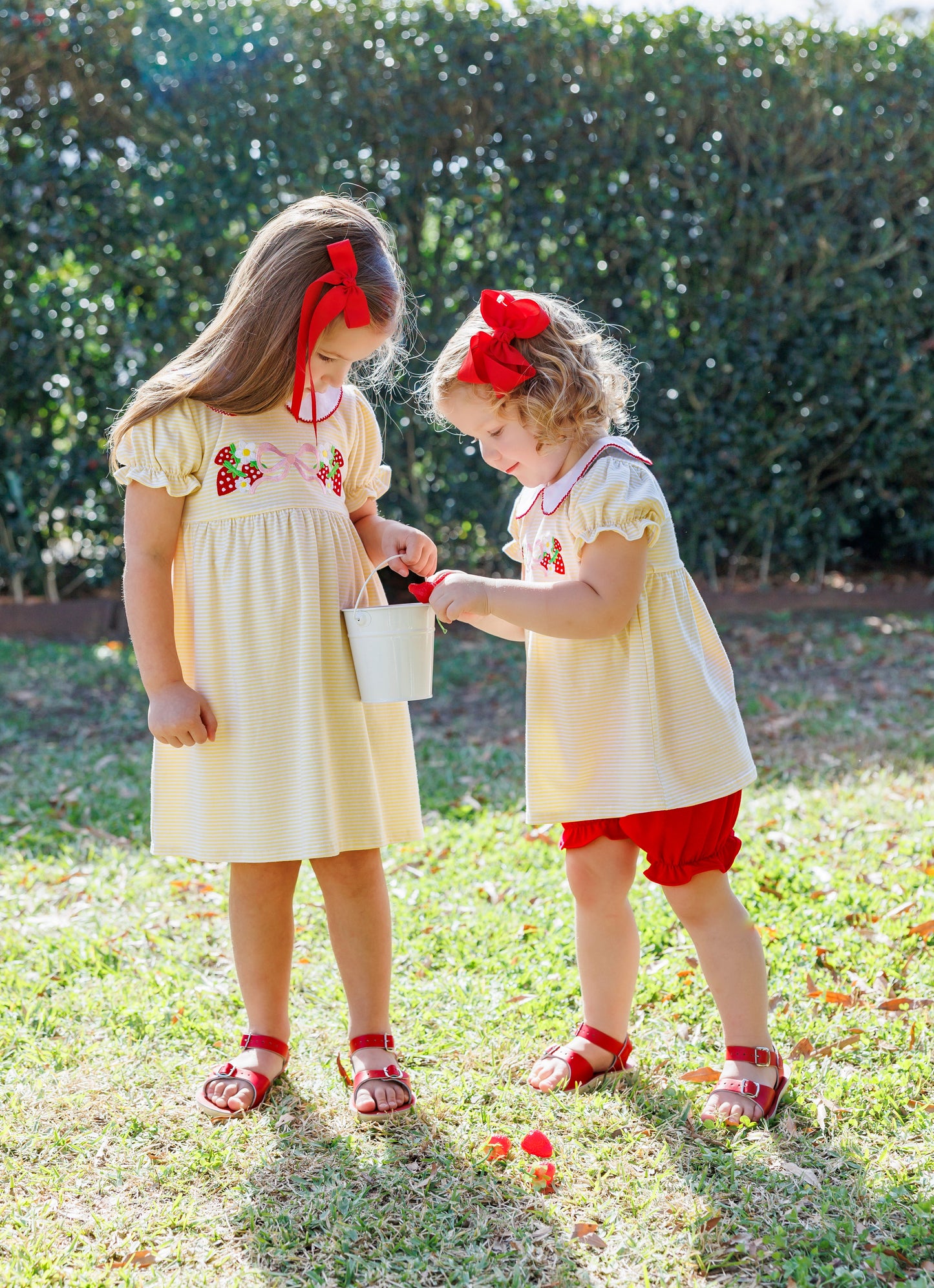 Strawberry and Bow Charlotte Bloomer Set