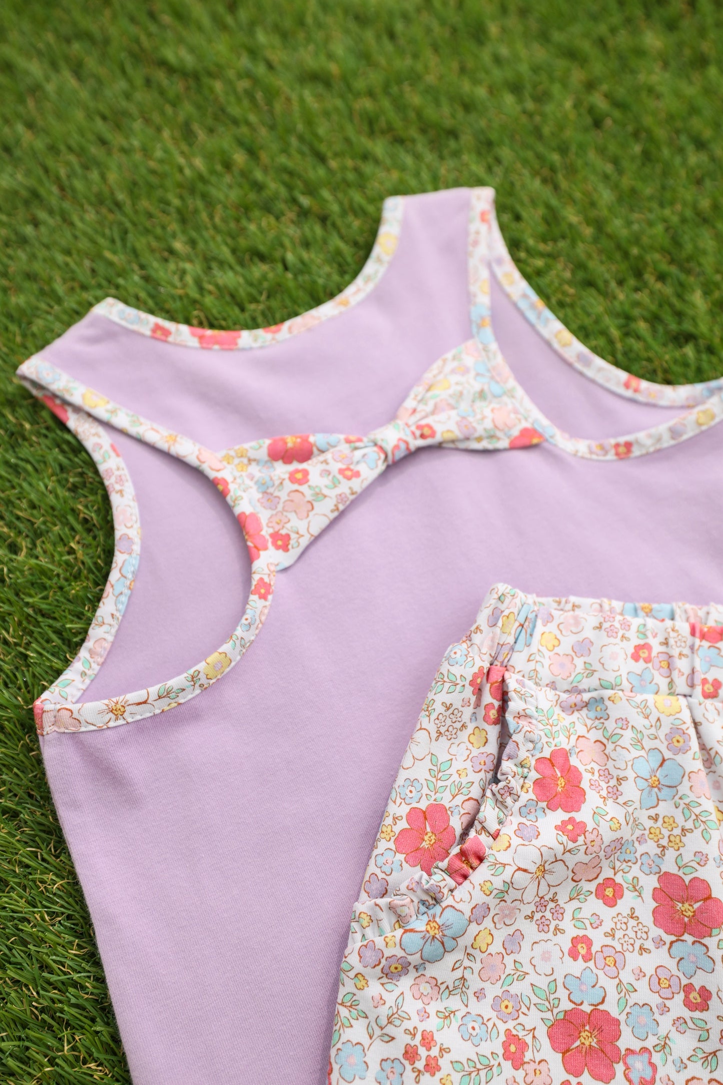 Summer Floral Bow Back Short Set