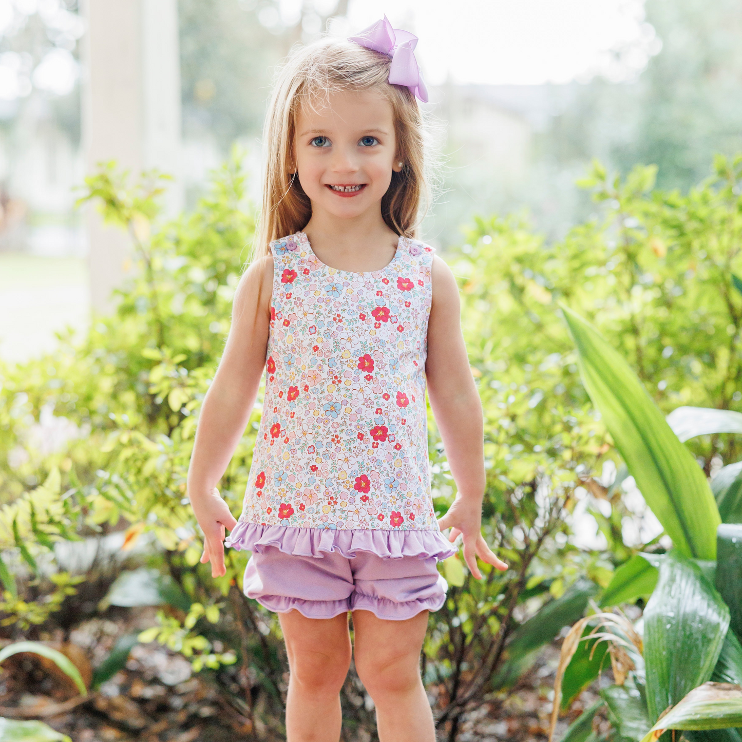 Summer Floral Ruffle Short Set