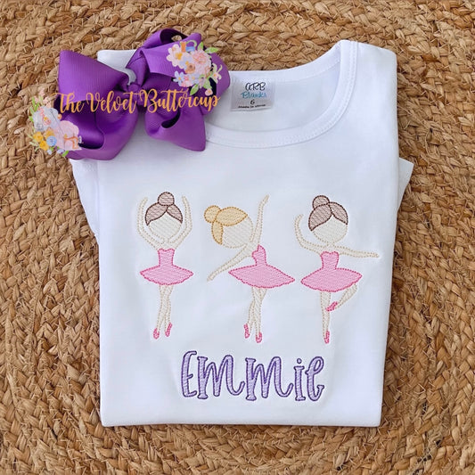 Ballerina Embroidered Shirt with Name