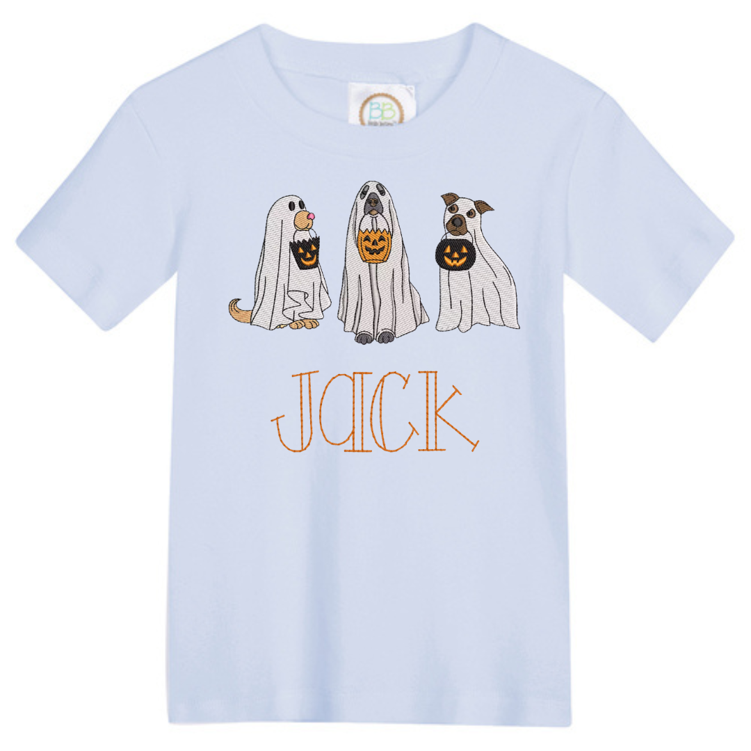 Boys Halloween Dog Embroidered Shirt