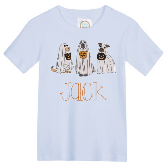 Boys Halloween Dog Embroidered Shirt