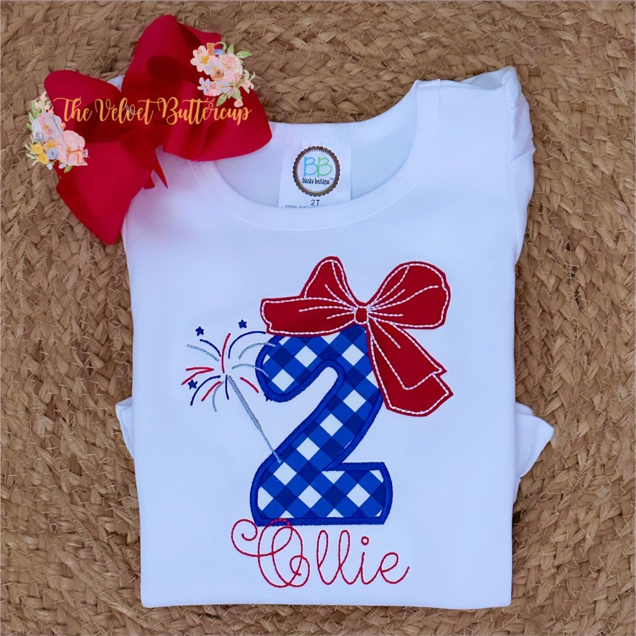 Red White and Blue Birthday Appliqué Shirt